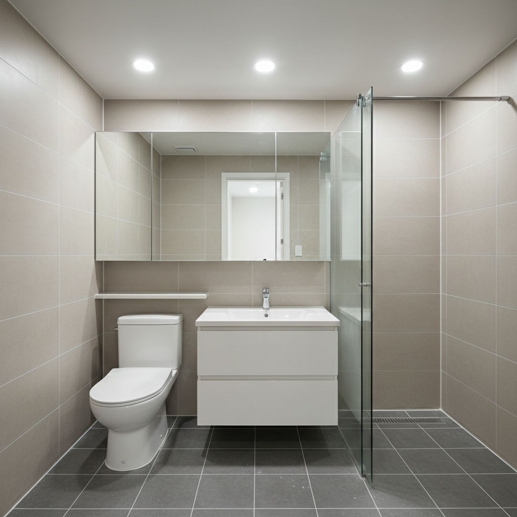 청소 후 화장실: 타일의 광택이 살아나고 찌든 때는 말끔하게 사라졌습니다.