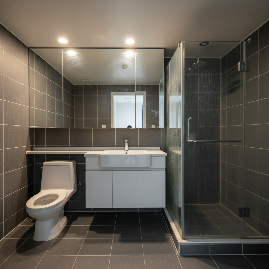 청소 후 화장실: 곰팡이와 물때 없이 깨끗하게 변신한 모습