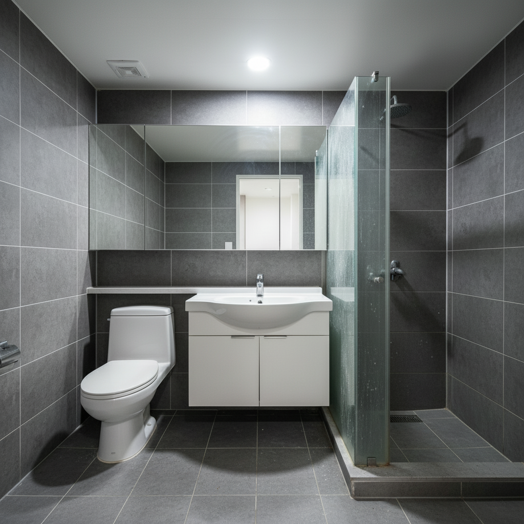 청소 후 곰팡이 없이 깨끗해진 화장실 모습