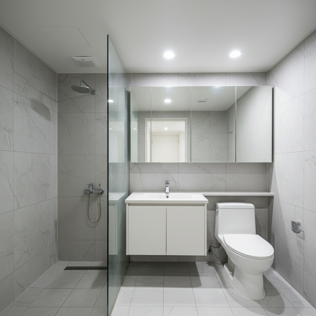 청소 후 화장실. 묵은 때는 사라지고 깨끗하고 산뜻한 공간으로 변신.