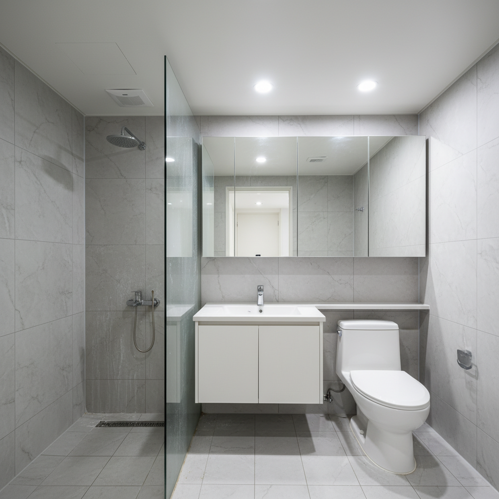 청소 전 화장실. 20년 묵은 물때와 곰팡이가 심각한 상태.