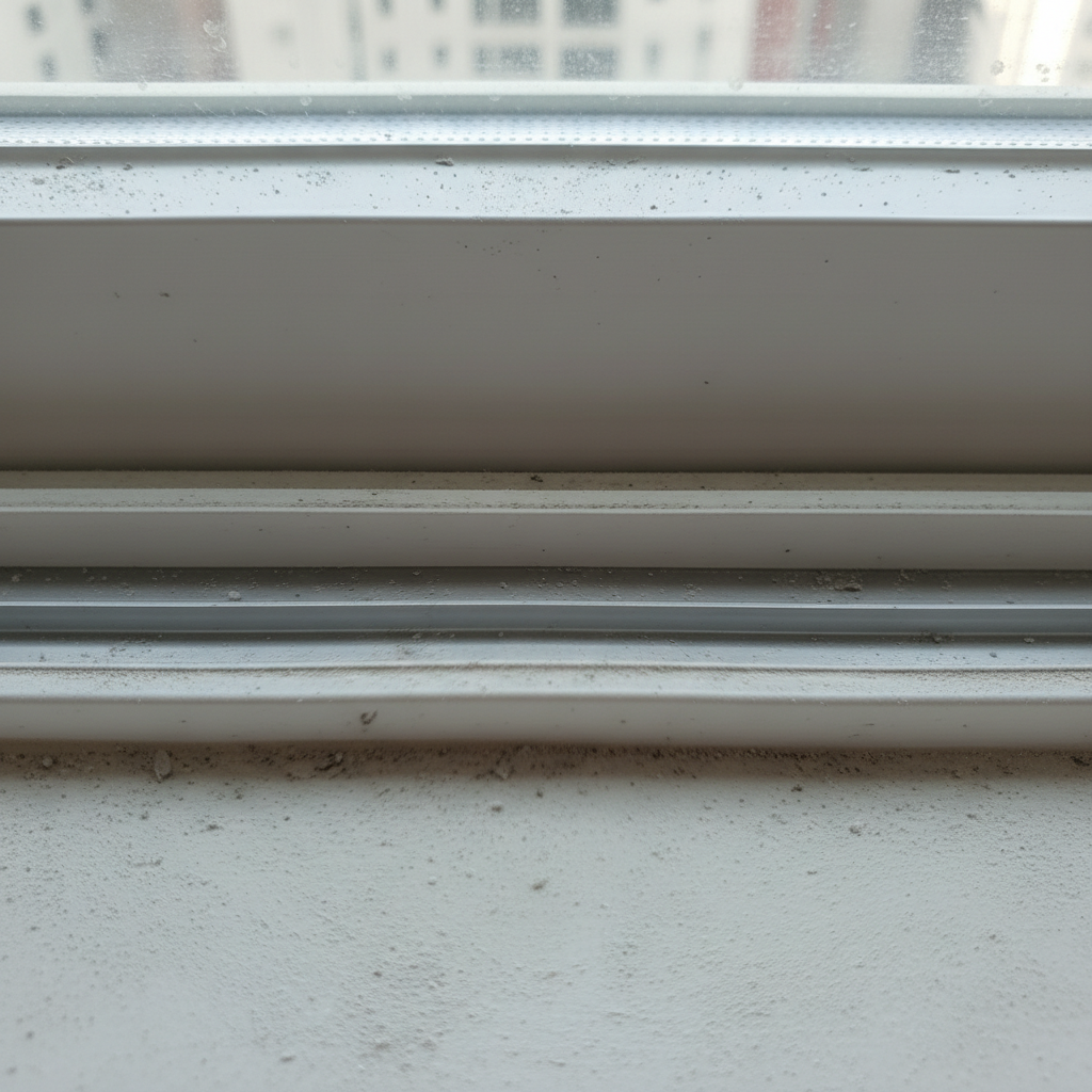 청소 후, 깨끗하게 변신한 창틀 레일의 모습.